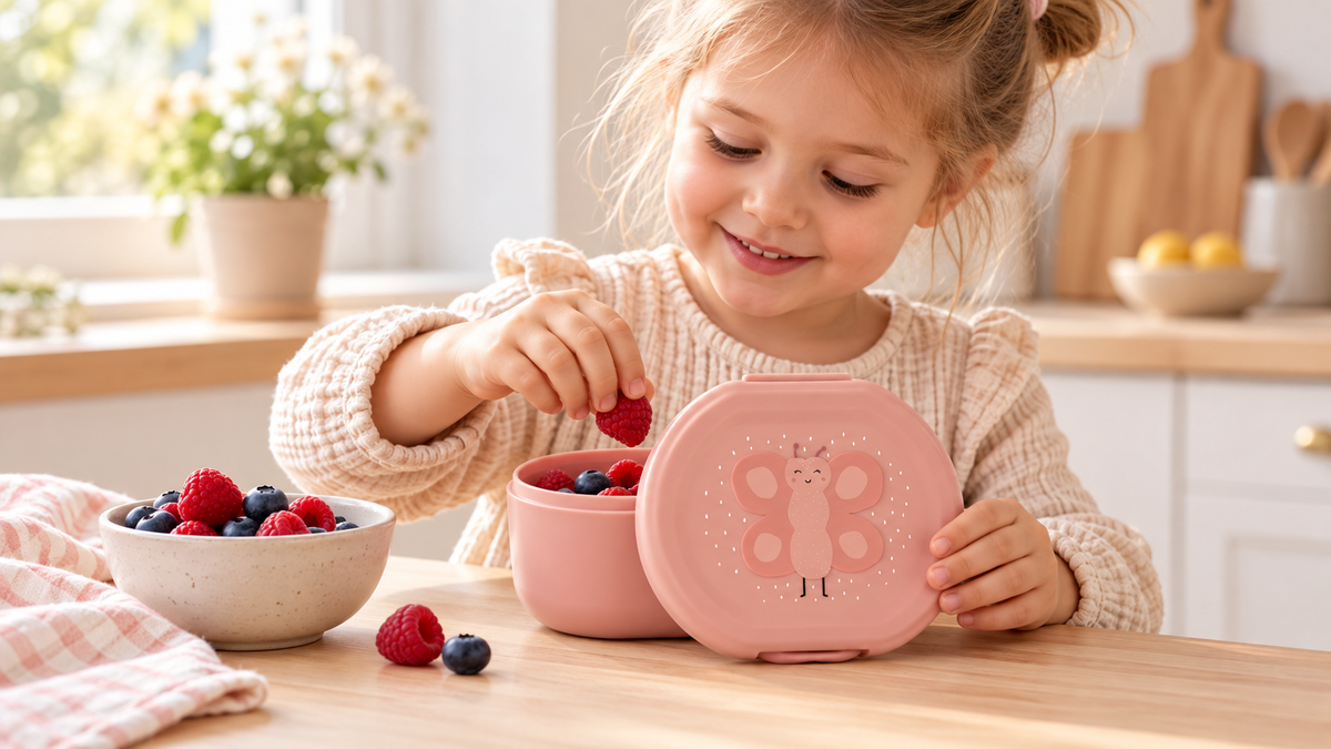 Trixie Snackbehälter mit Clips, 2er-Set – Mrs. Butterfly mit Kind im Alltag