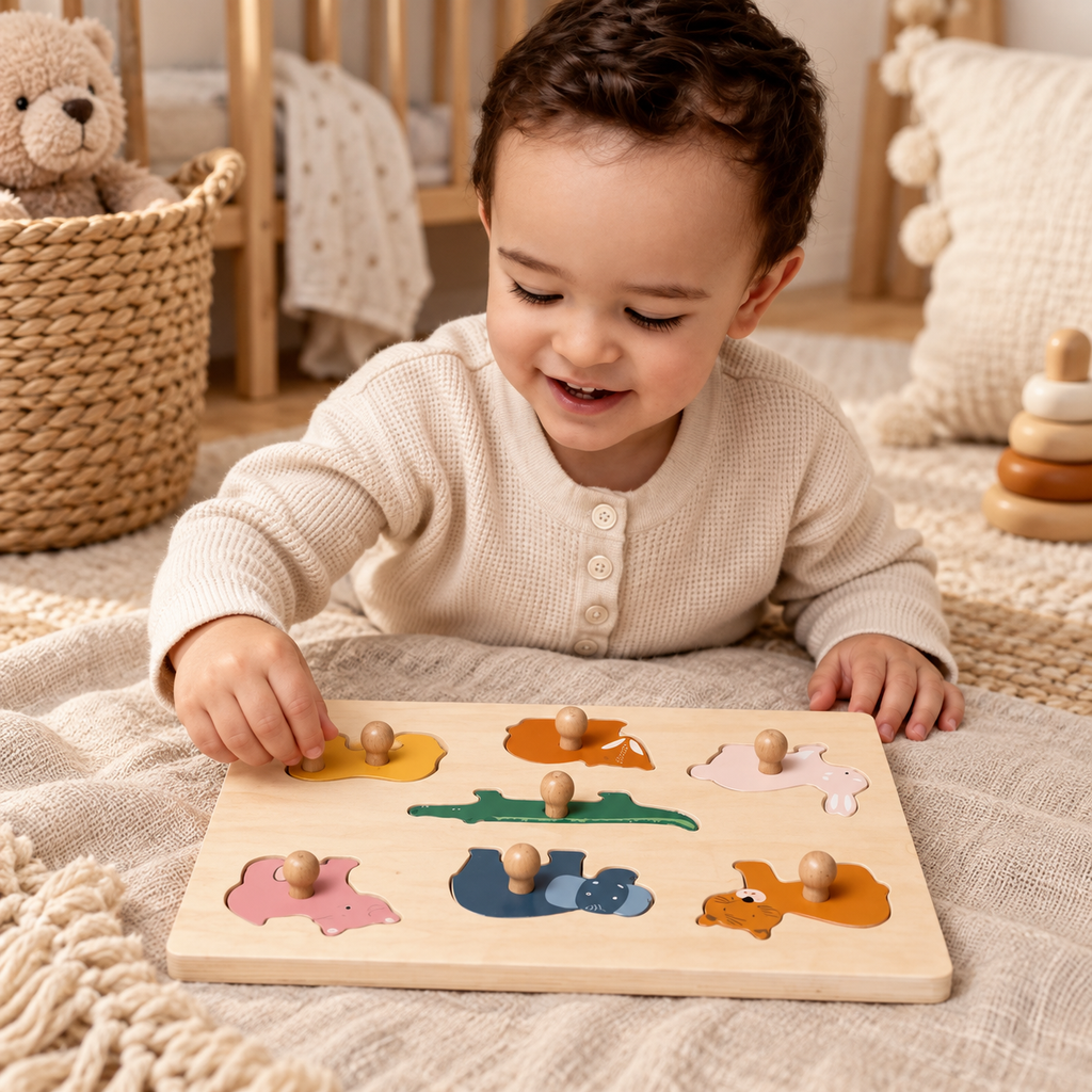 Trixie Holzpuzzle mit 7 Tiermotiven – Premium Lifestyleaufnahme