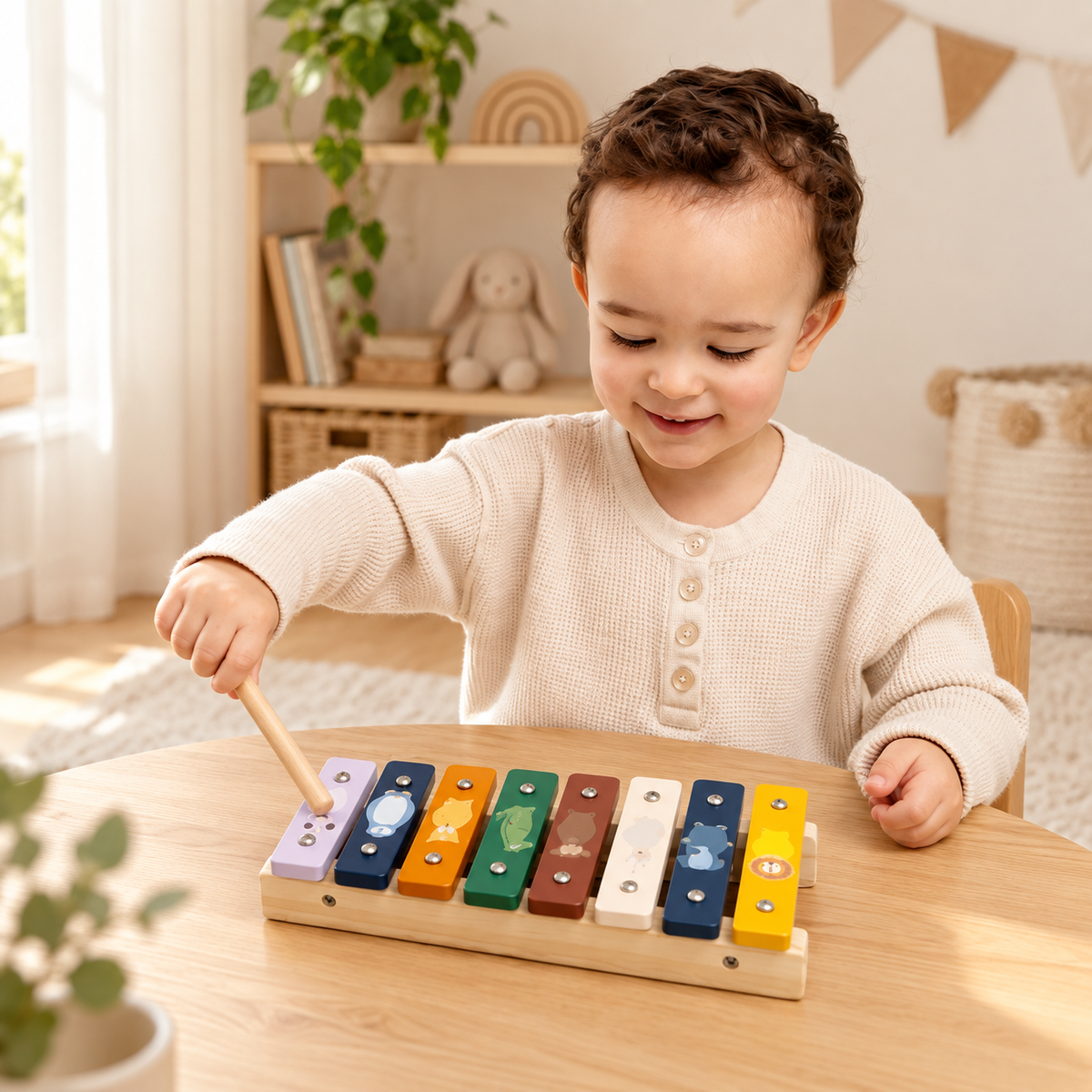 Trixie Xylophon aus Holz mit Tiermotiven – Lifestyleaufnahme