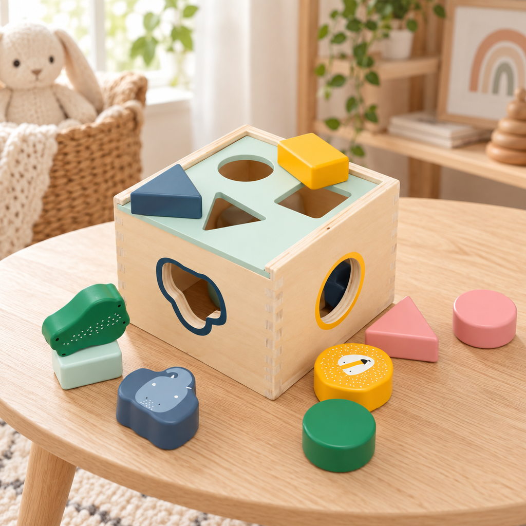 Trixie Steckspiel aus Holz mit Tiermotiven – Lifestyleaufnahme