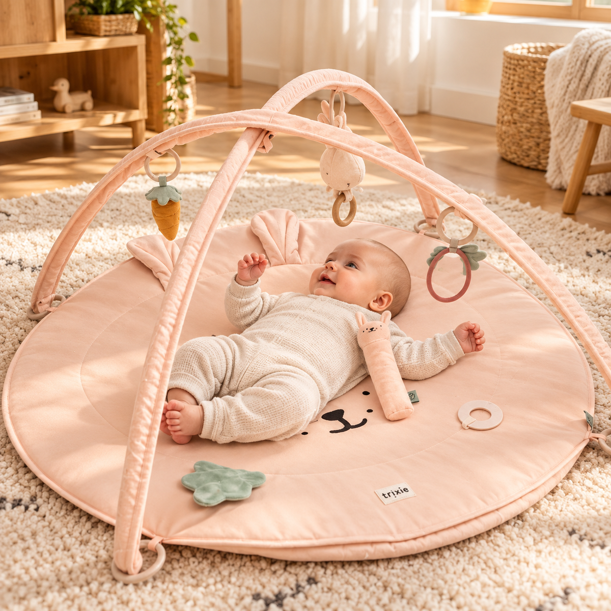 Trixie Baby-Spielmatte mit Spielbögen – Mrs. Rabbit – Premium Lifestyleaufnahme