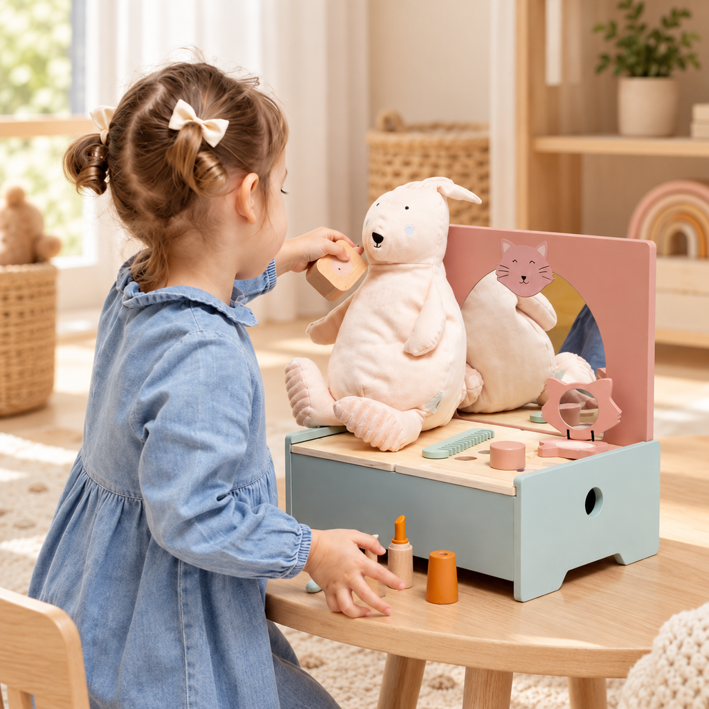Trixie Schminktisch-Spielset aus Holz – Premium Lifestyleaufnahme