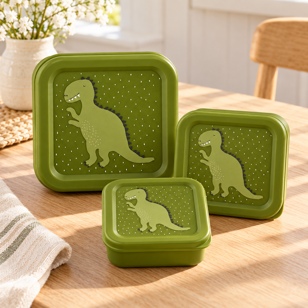 Trixie Snackboxen 3er-Set – Mr. Dino – Lifestyleaufnahme