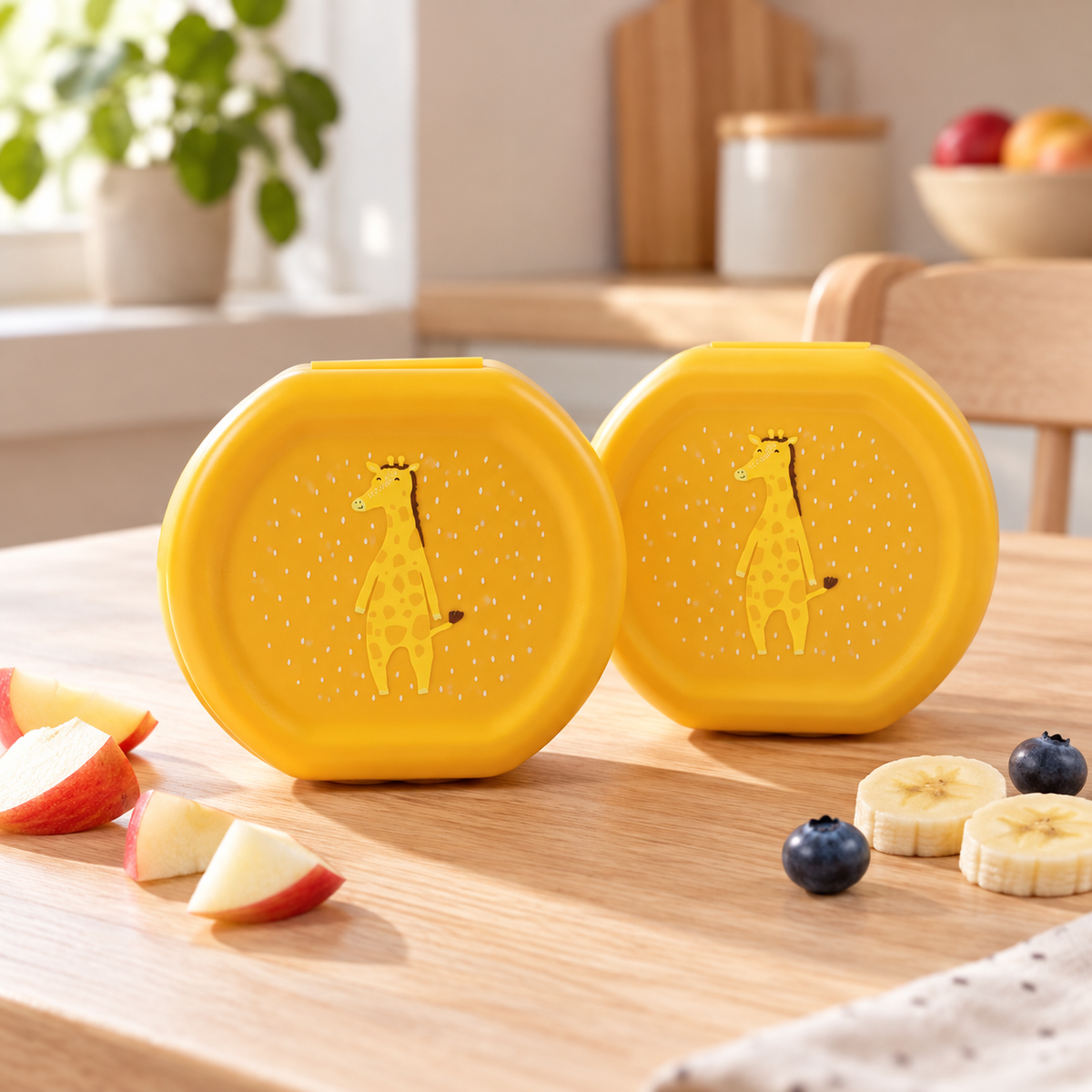 Trixie Snackbehälter mit Clips, 2er-Set – Mr. Giraffe – Lifestyleaufnahme