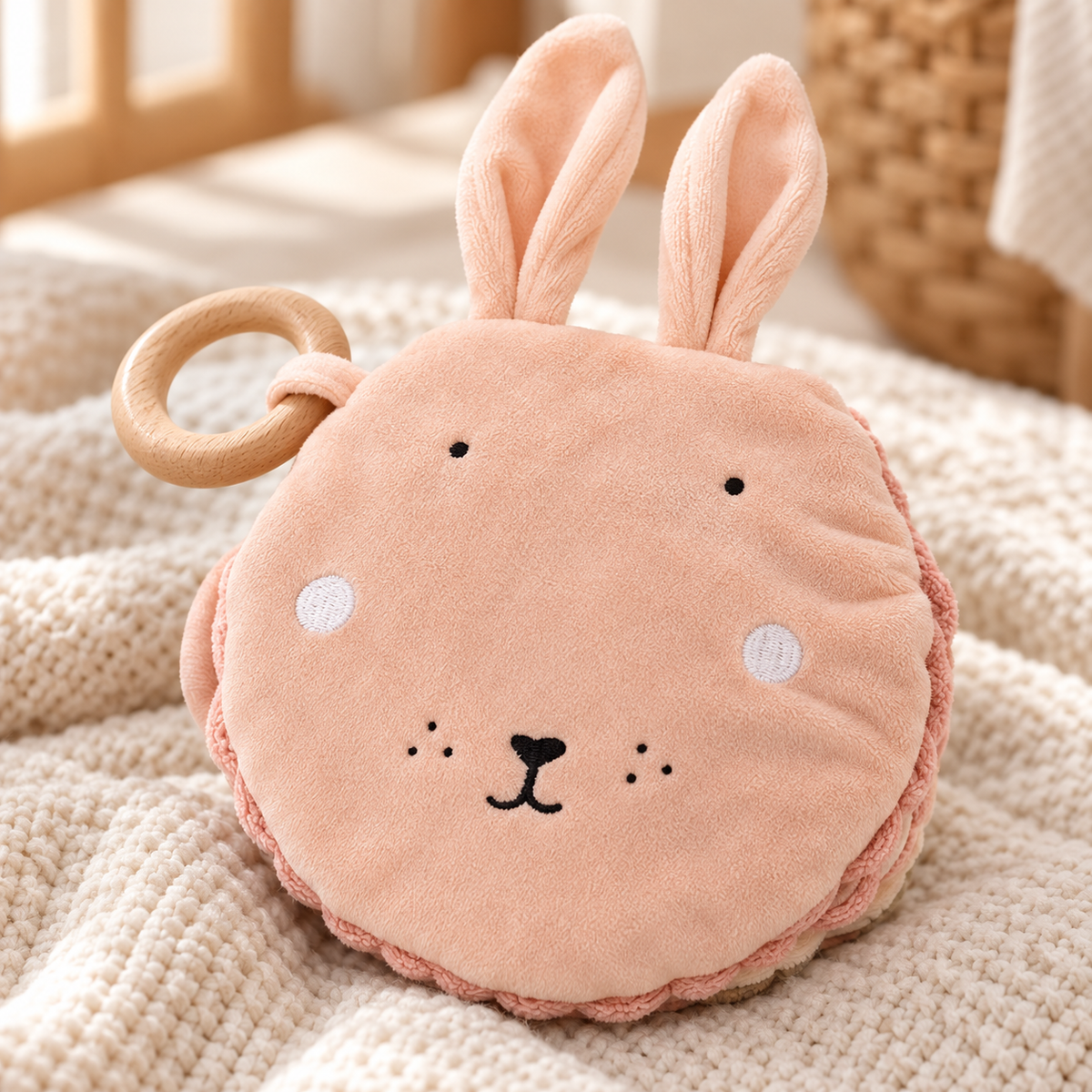 Sensorisches Stoffbuch für Babys – Mrs. Rabbit – Premium Lifestyleaufnahme