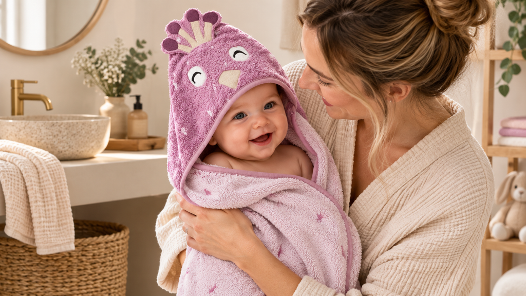 Trixie Baby-Badetuch mit Kapuze 75 × 75 cm – Mrs. Peacock im Familienalltag