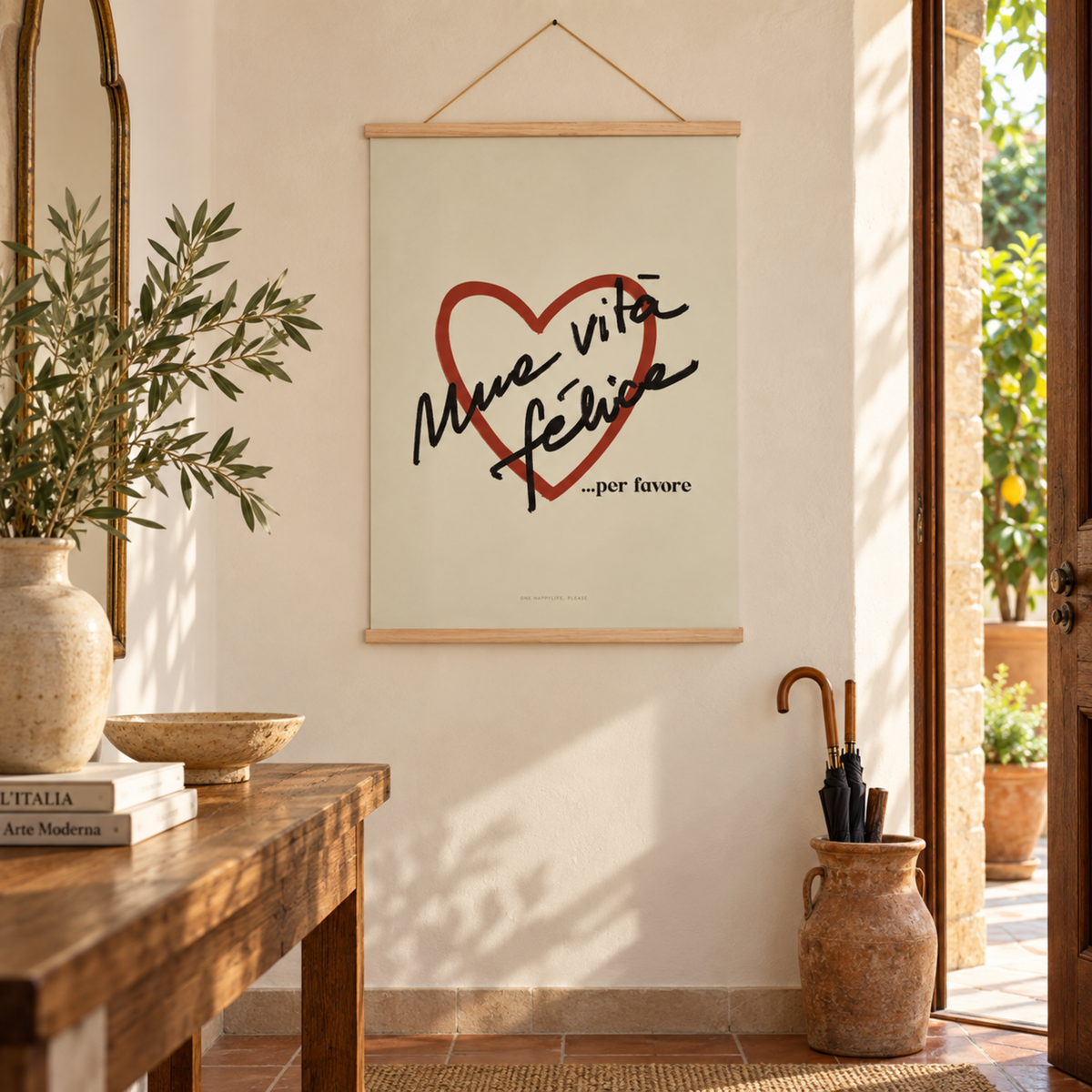 Italienisches Poster Vita Felice in italienischer Atmosphäre