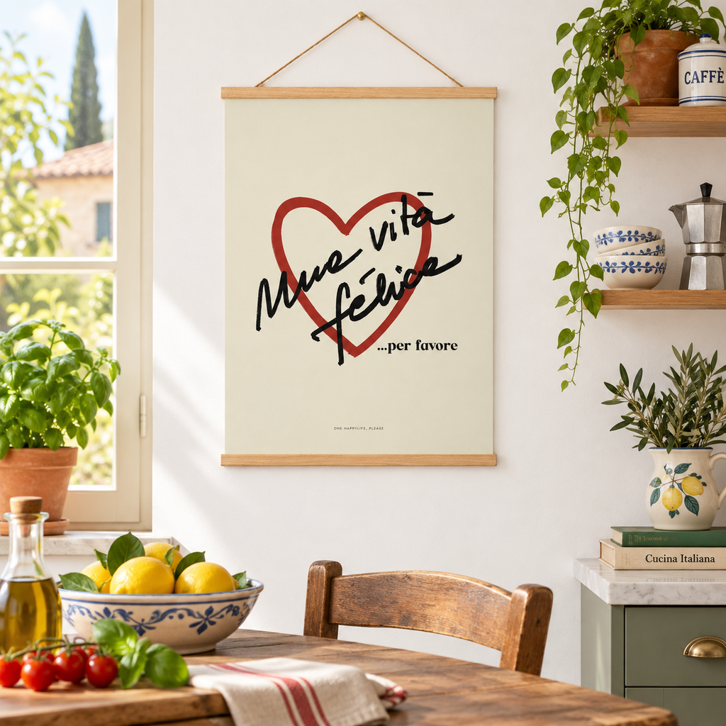 Poster Vita Felice in italienischer Atmosphäre – quadratisch