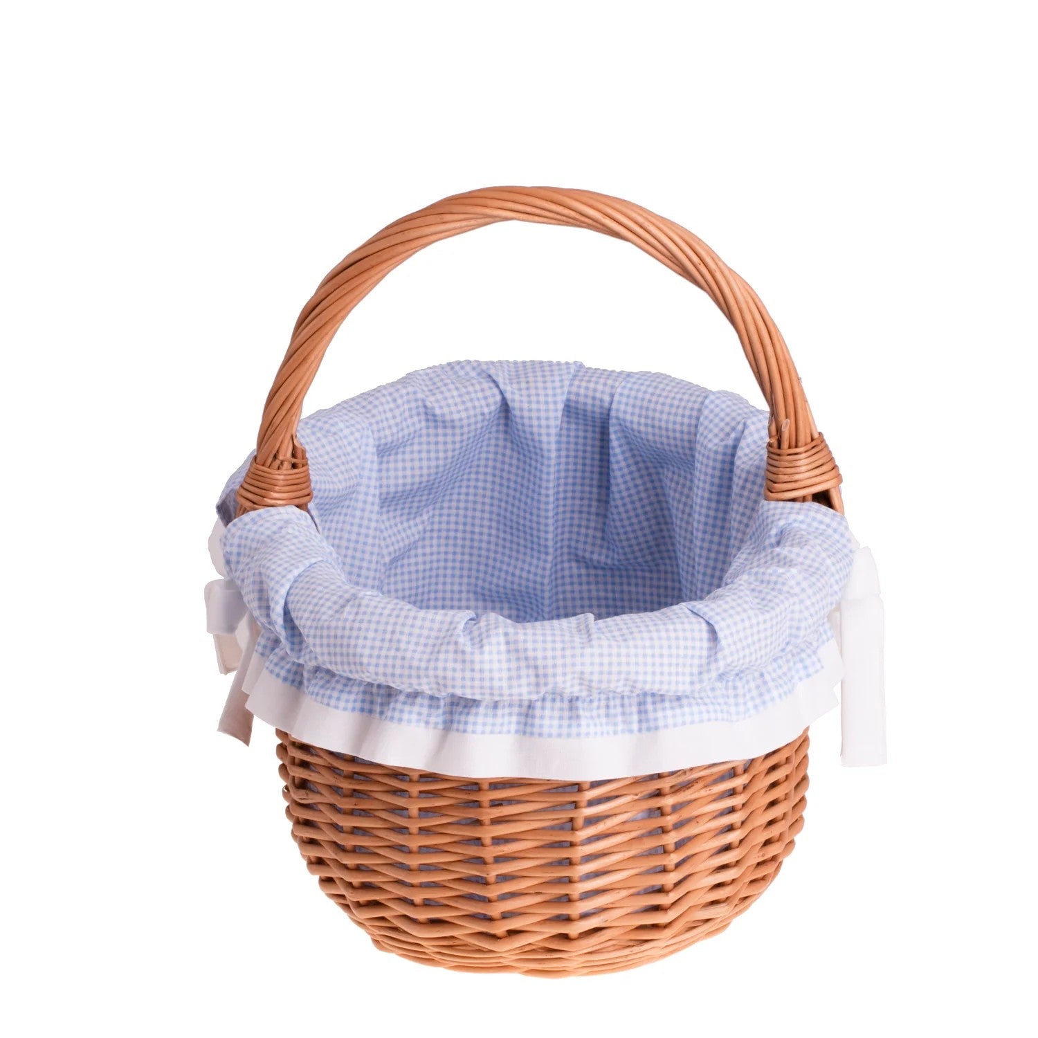 Werburga Shopping Basket With Wicker Handle And Blue Trim