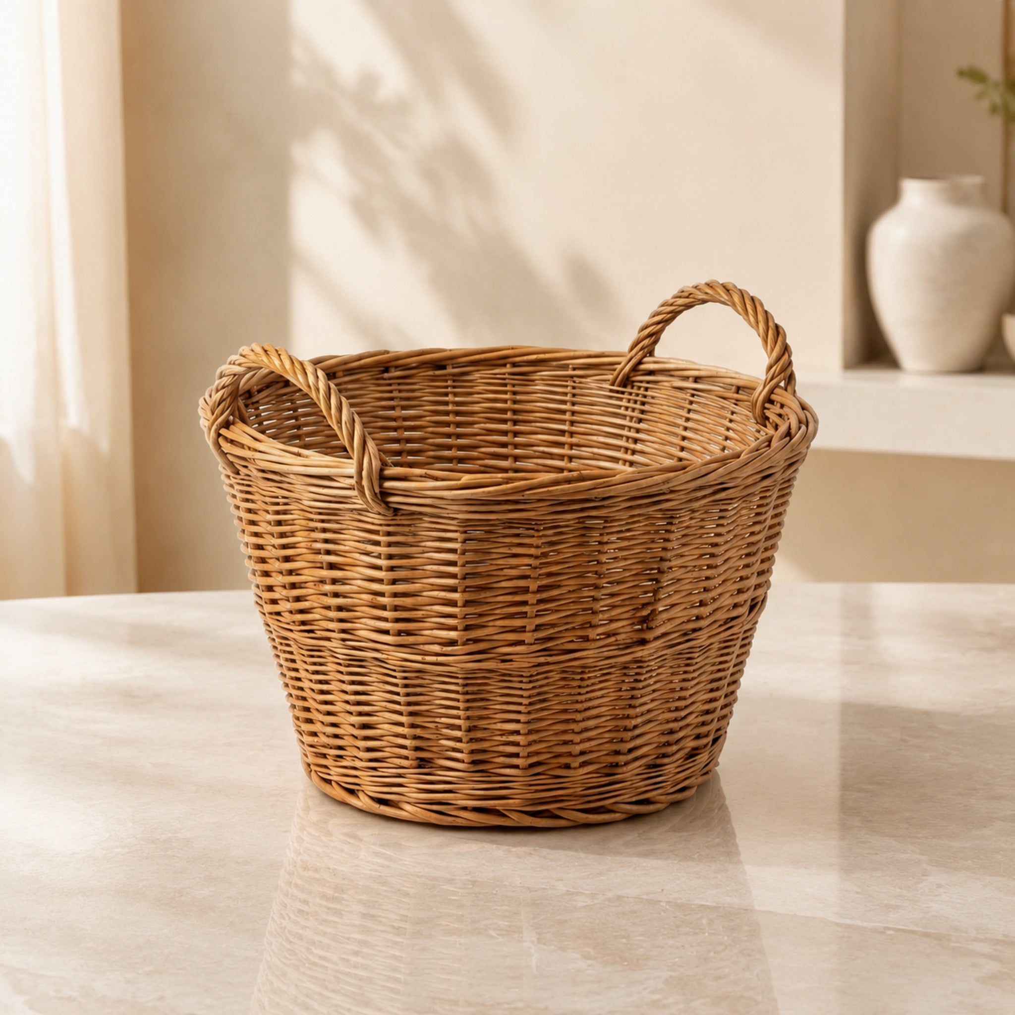 Großer Weidenkorb für Kaminholz und Garten 45 Liter – Premiumansicht