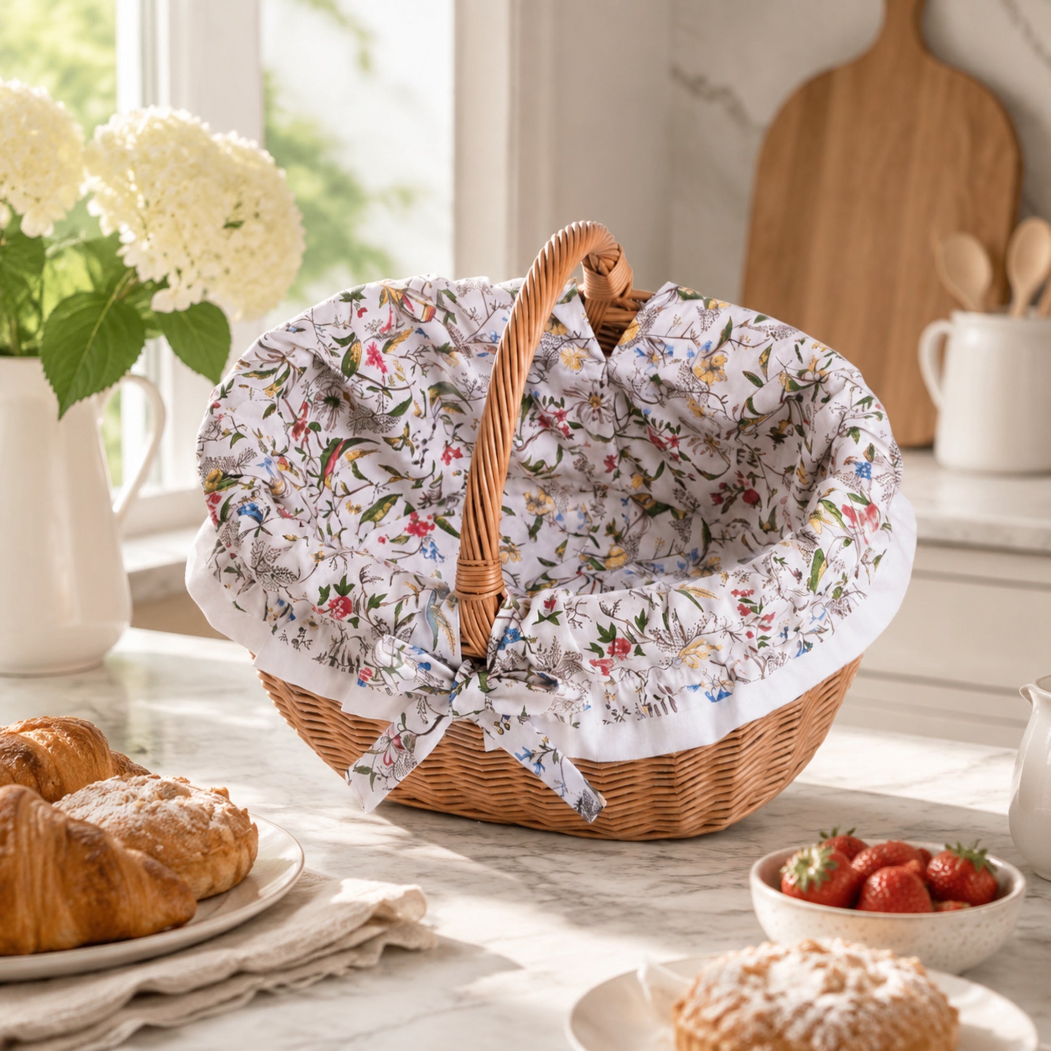 Werburga Einkaufskorb mit Gebäck in der Landhausküche