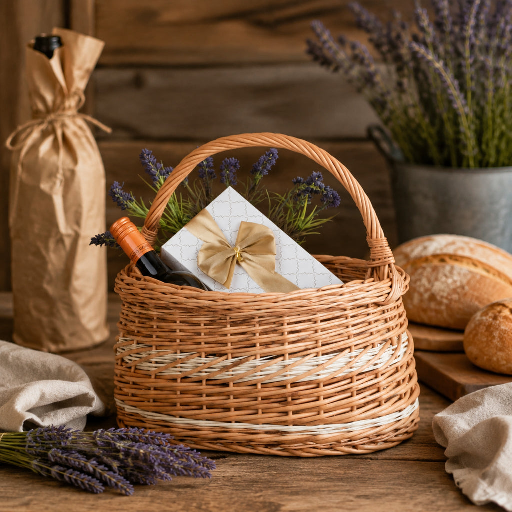 Wiborada Geschenkkorb mit Brot und Lavendel