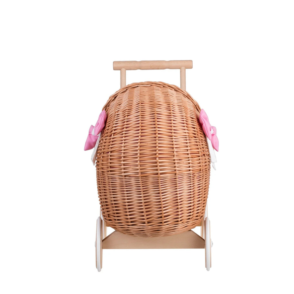 Wicker Doll Pram Lili – Pink Bedding 2