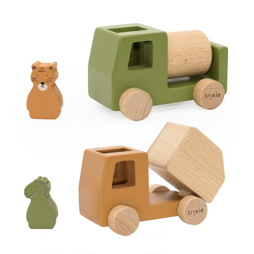 Trixie Holz-Baufahrzeuge mit Tieren, 2er-Set – Produktansicht