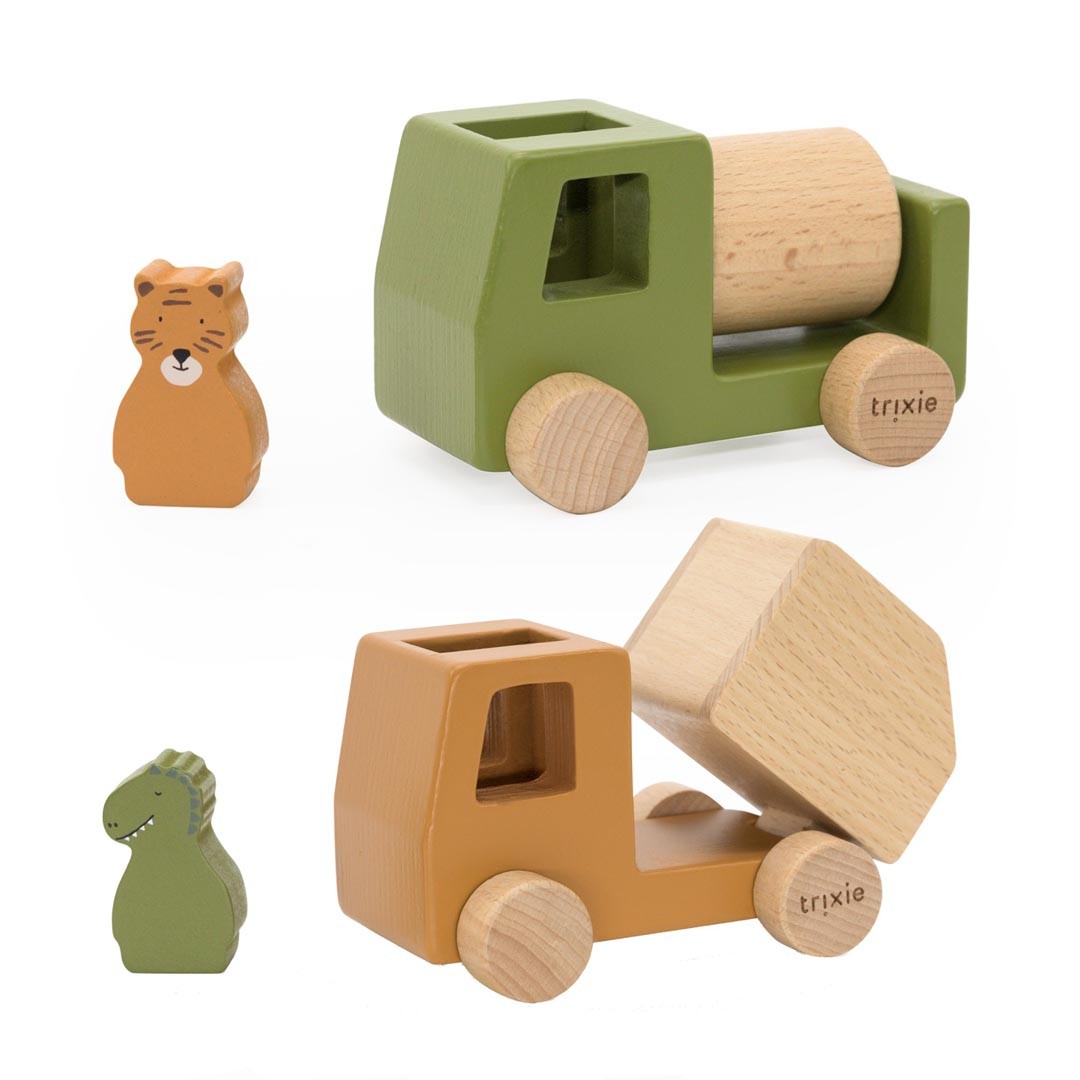 Trixie Holz-Baufahrzeuge mit Tieren, 2er-Set – Produktansicht