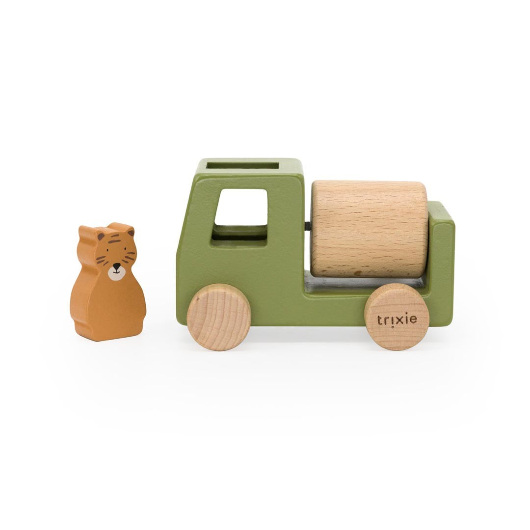 Trixie Holz-Baufahrzeuge mit Tieren, 2er-Set – Detailaufnahme