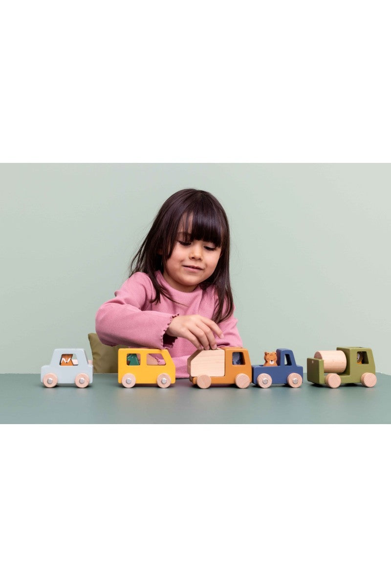Wooden Construction Cars with Animals